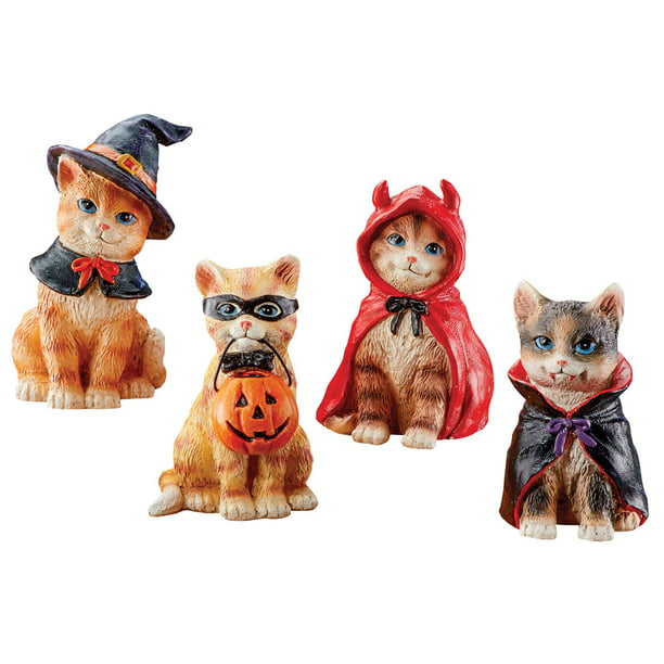 Set of Four Painted Polyresin Cats